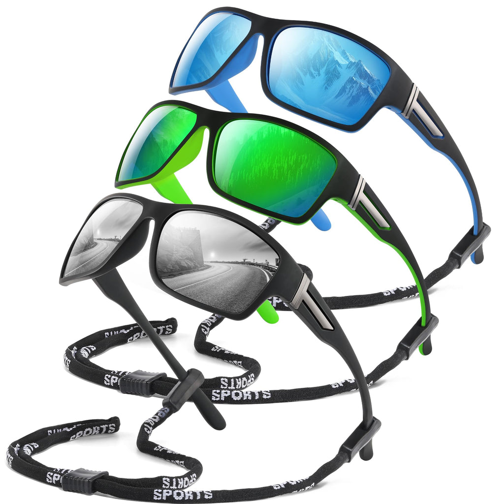 DEMIKOS Polarised Sport Sunglasses - 3-Pack
