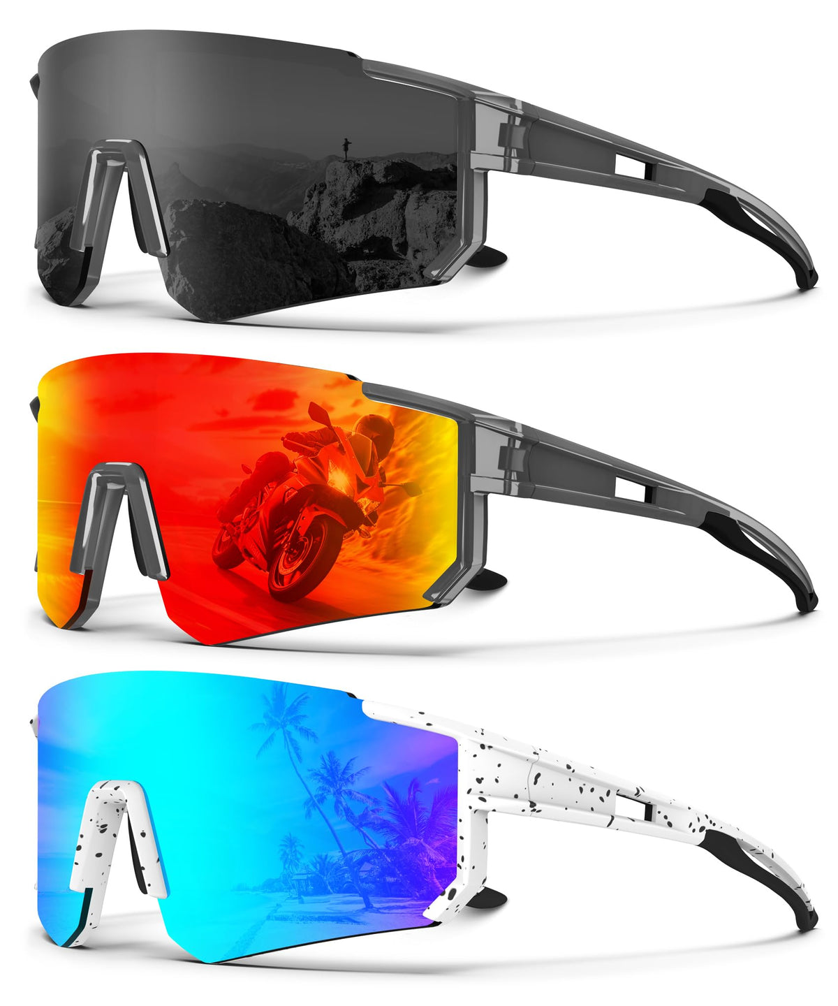 NSSIW Polarised Sport Sunglasses - 3-Pack