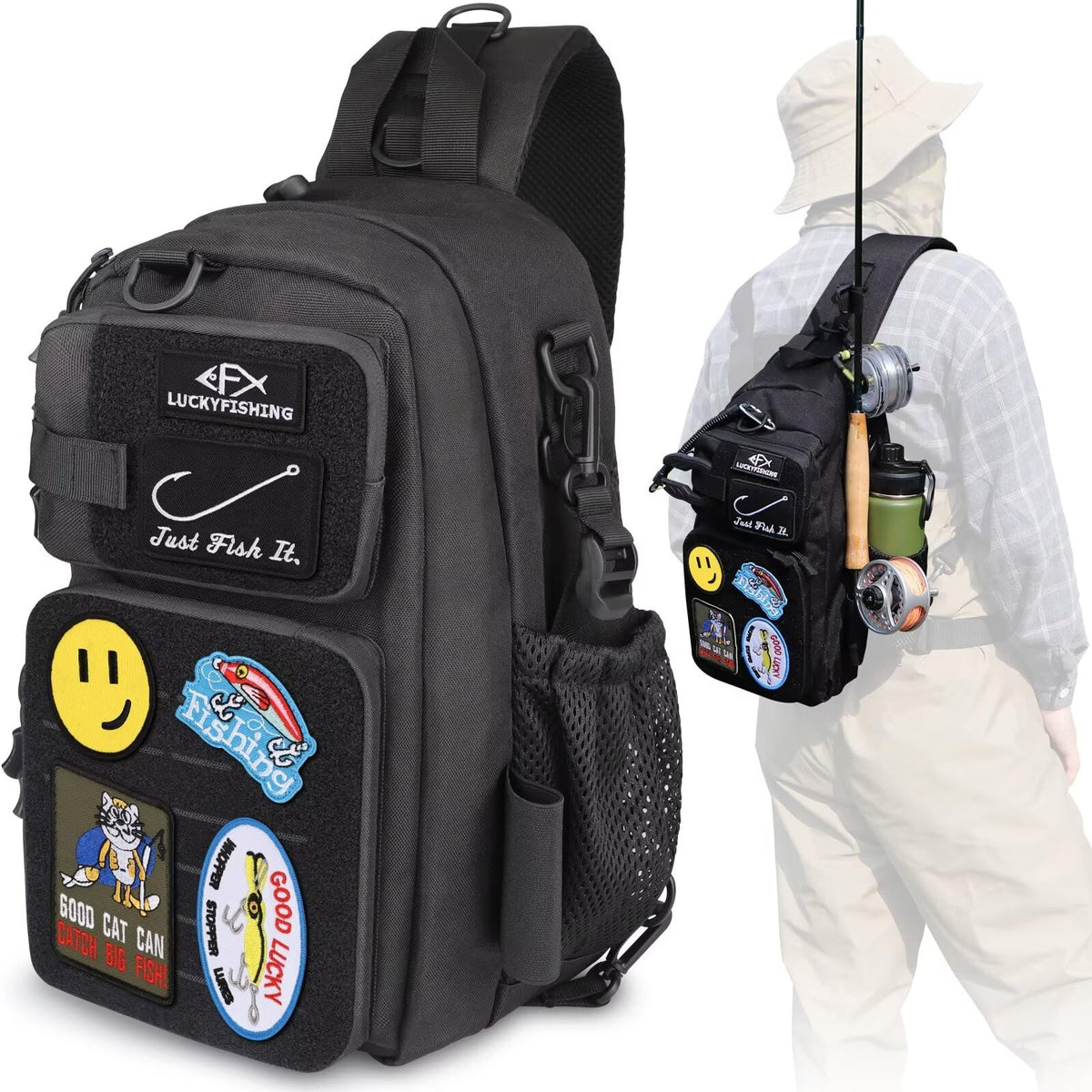 LUCKYFISHING Fishing Sling Bag