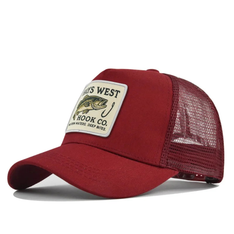 Fishing Snapback Trucker Cap - Mesh Back, Adjustable Fit