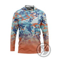 Men's UV Long Sleeve Hooded Fishing Shirt - Ocean Camo