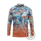 Men's UV Long Sleeve Hooded Fishing Shirt - Ocean Camo