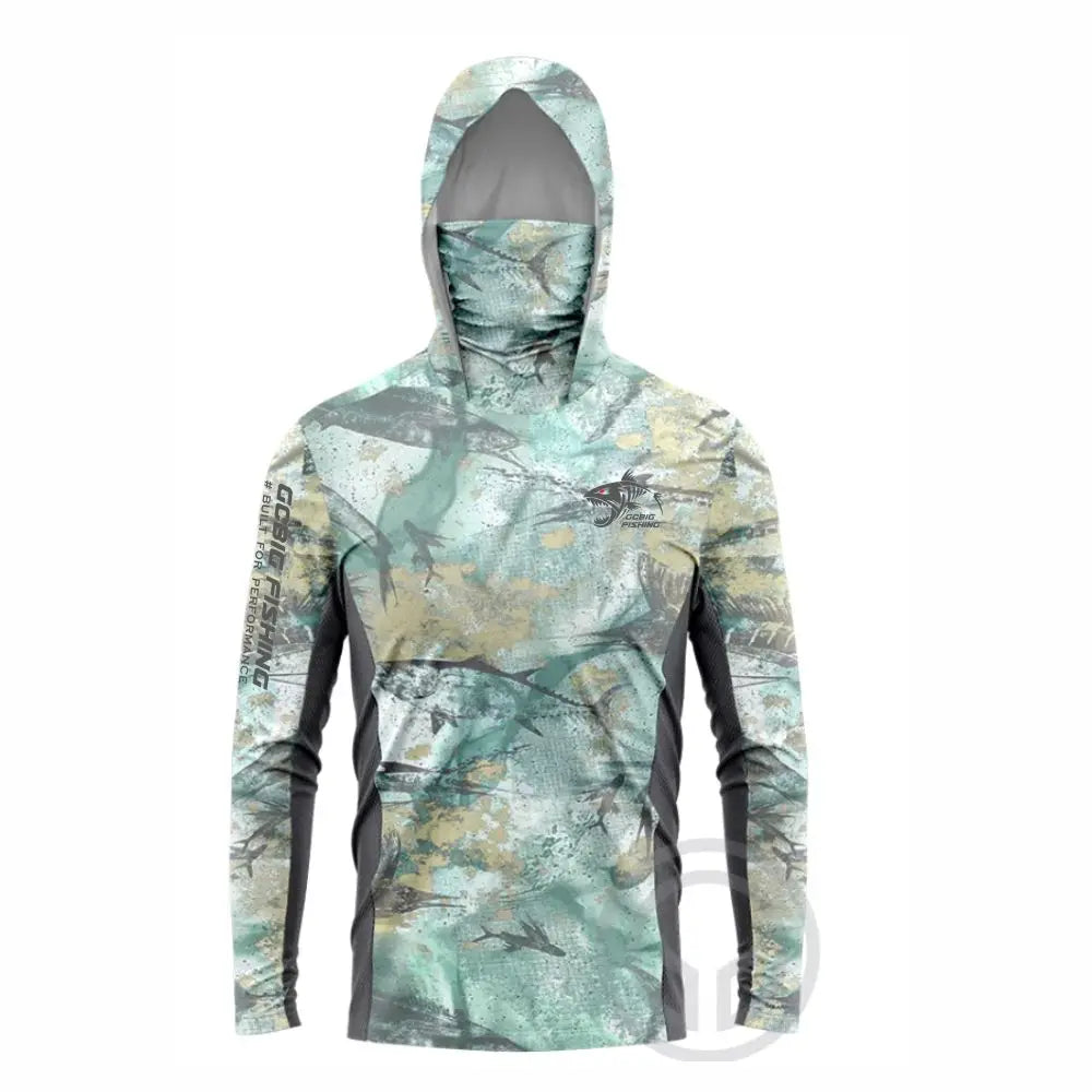 UPF 50+ Hooded Fishing Shirt - Quick-Dry, Face Cover & UV Protection