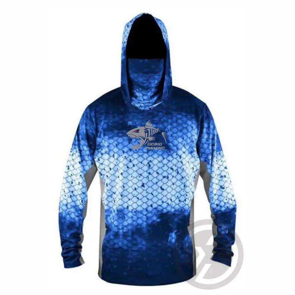 UPF 50+ Hooded Fishing Shirt - Quick-Dry, Face Cover & UV Protection