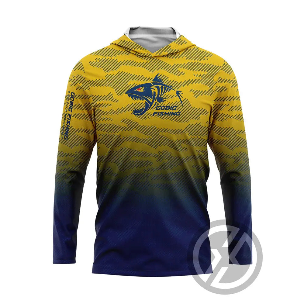 UPF 50+ Hooded Fishing Shirt - Quick-Dry, Face Cover & UV Protection