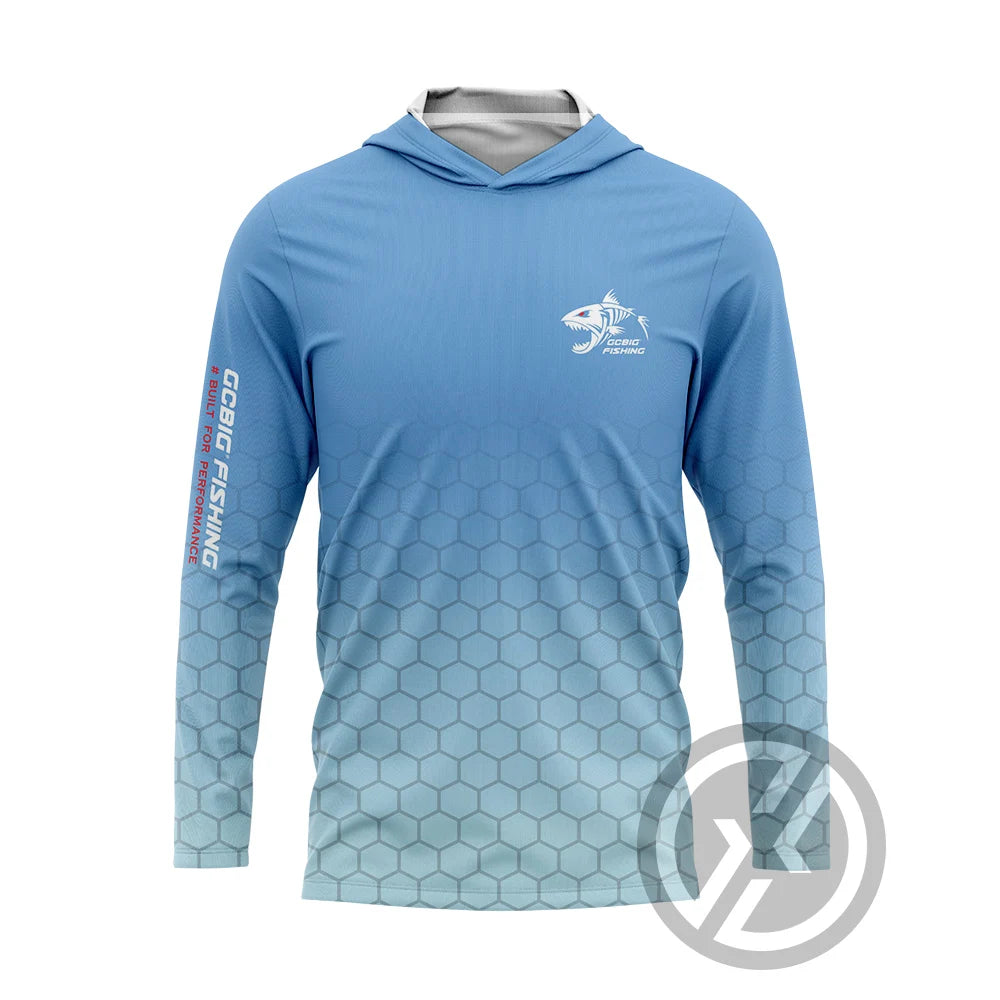 UPF 50+ Hooded Fishing Shirt - Quick-Dry, Face Cover & UV Protection
