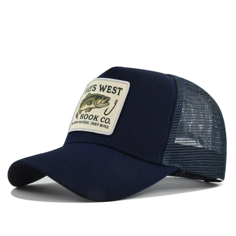 Fishing Snapback Trucker Cap - Mesh Back, Adjustable Fit