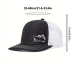 Fishing Trucker Cap - Skeleton Fish Embroidery, Mesh Back