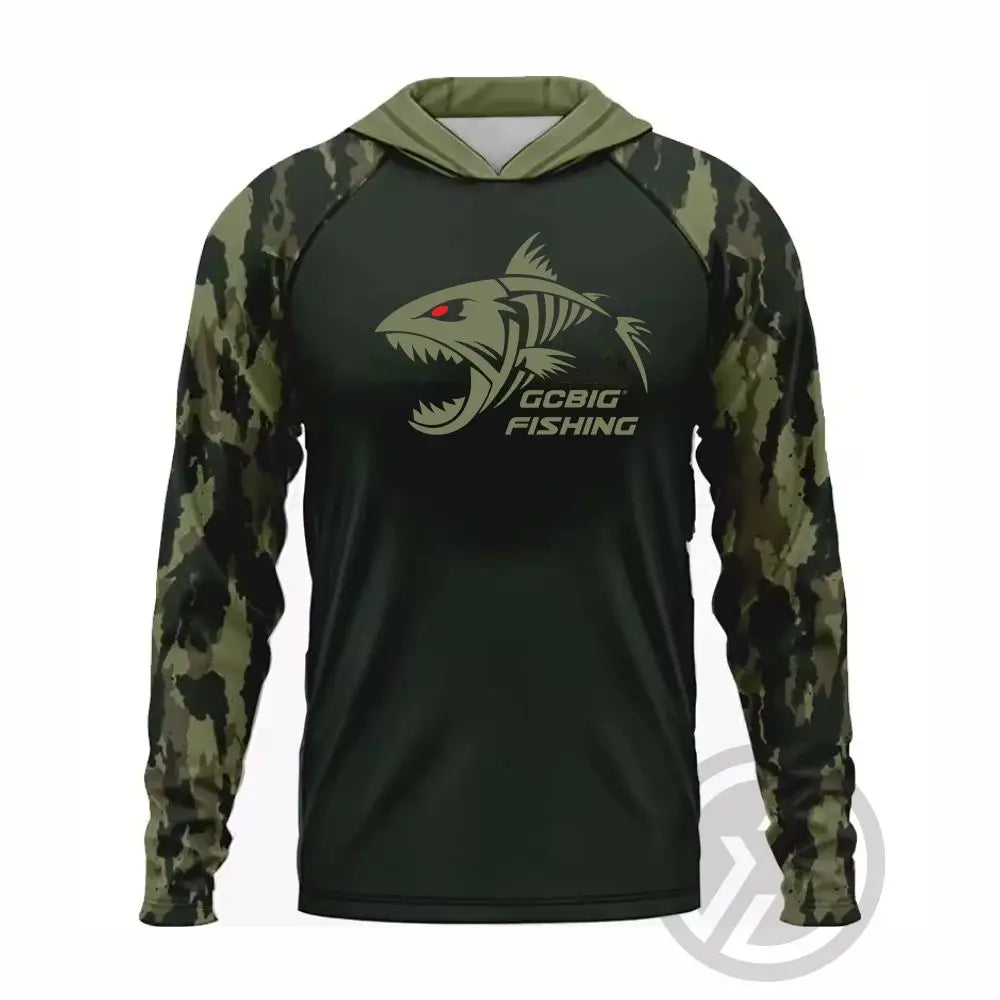 UPF 50+ Hooded Fishing Shirt - Quick-Dry, Face Cover & UV Protection