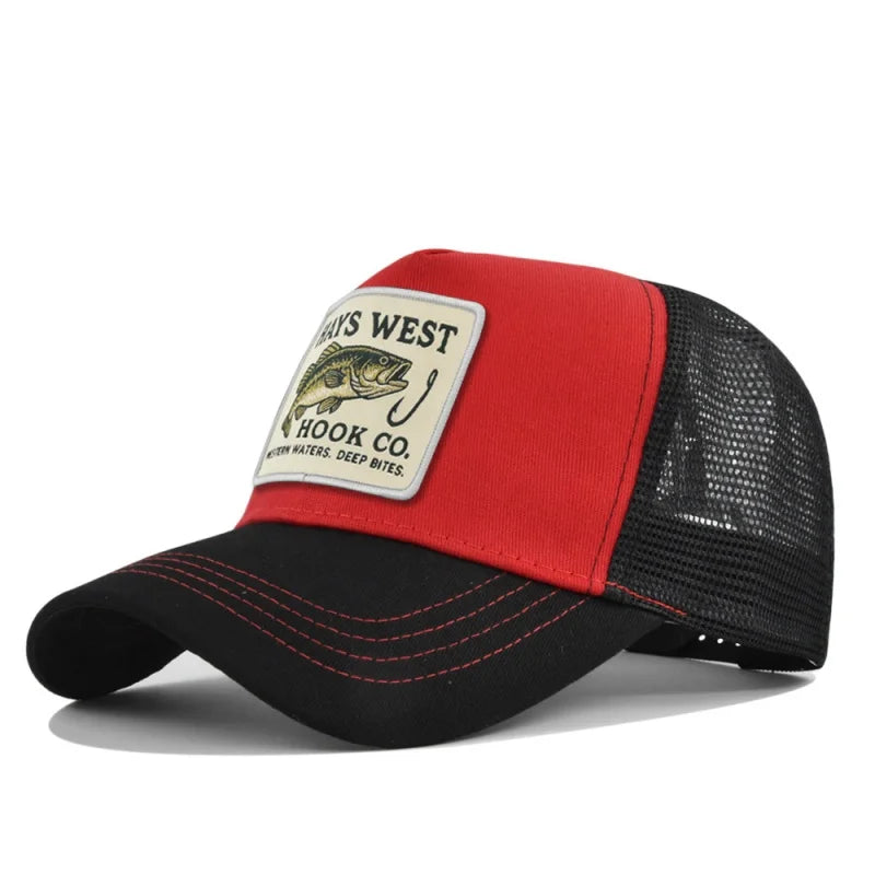 Fishing Snapback Trucker Cap - Mesh Back, Adjustable Fit