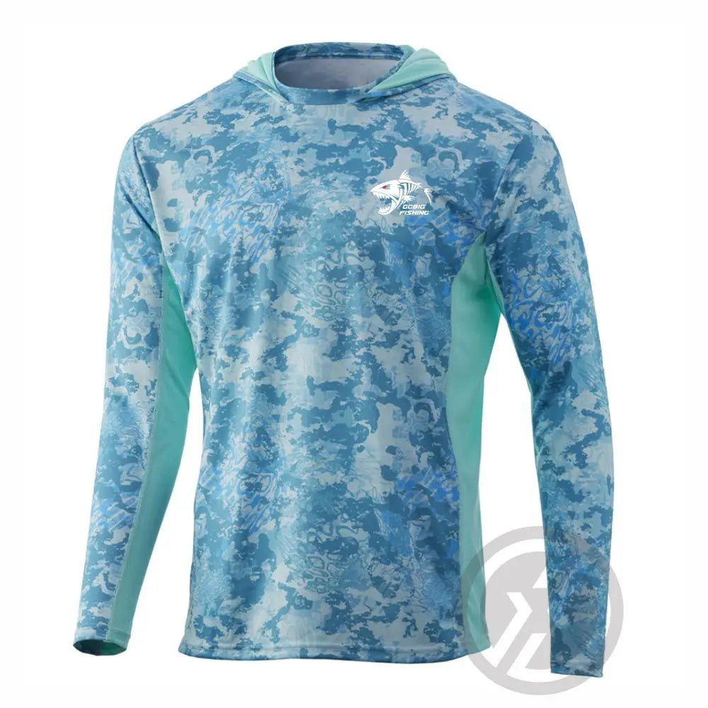UPF 50+ Hooded Fishing Shirt - Quick-Dry, Face Cover & UV Protection