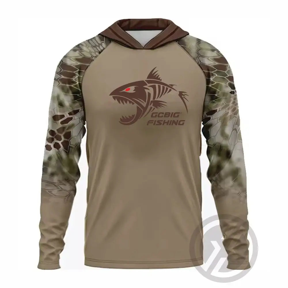 UPF 50+ Hooded Fishing Shirt - Quick-Dry, Face Cover & UV Protection
