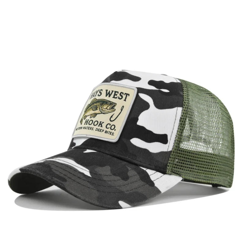 Fishing Snapback Trucker Cap - Mesh Back, Adjustable Fit