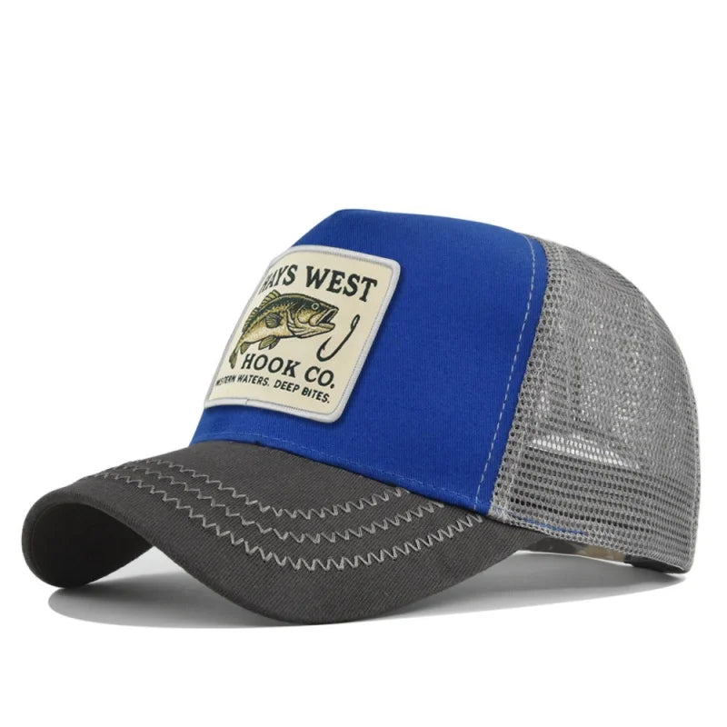 Fishing Snapback Trucker Cap - Mesh Back, Adjustable Fit