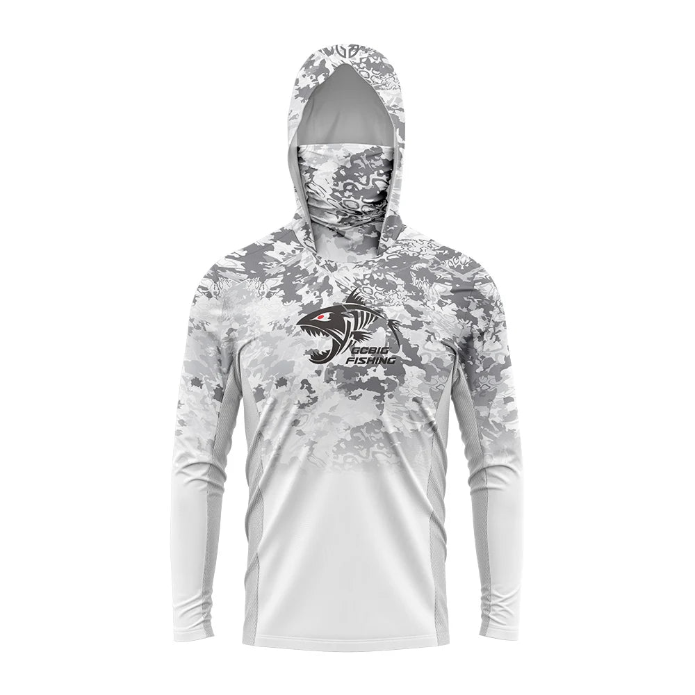 Men's Anti-UV Fishing Hoodie with Face Mask - Shark Print
