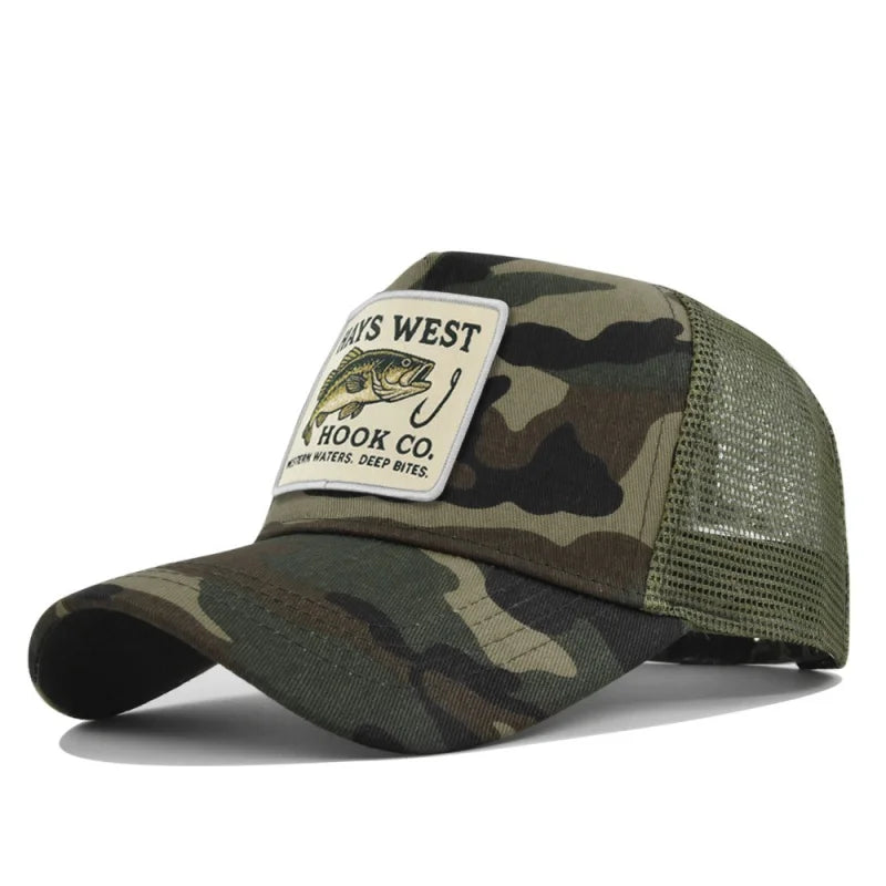 Fishing Snapback Trucker Cap - Mesh Back, Adjustable Fit
