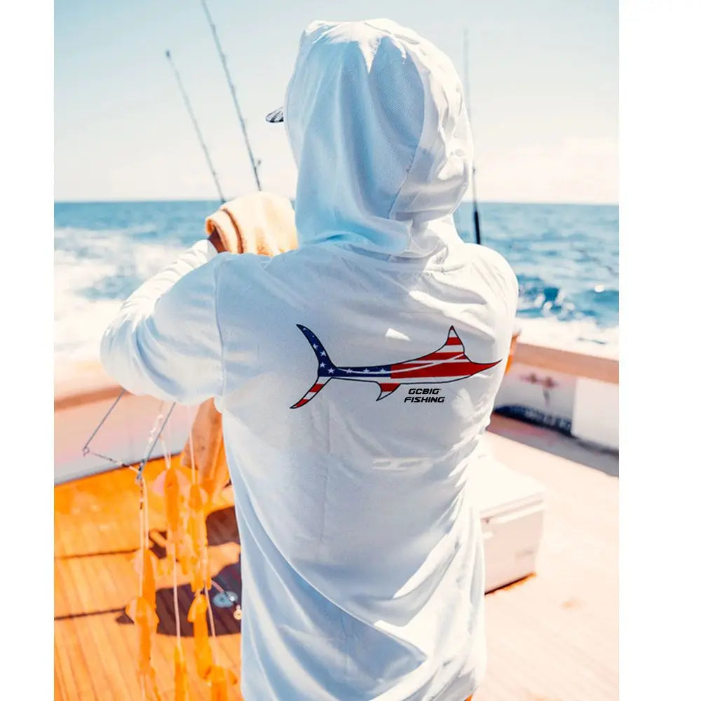 Men's UV Protection Hooded Fishing Shirt with Face Mask - Urban Camo