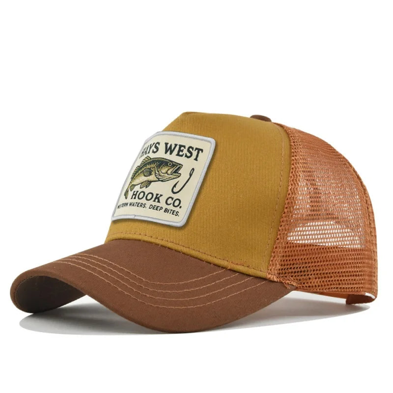 Fishing Snapback Trucker Cap - Mesh Back, Adjustable Fit