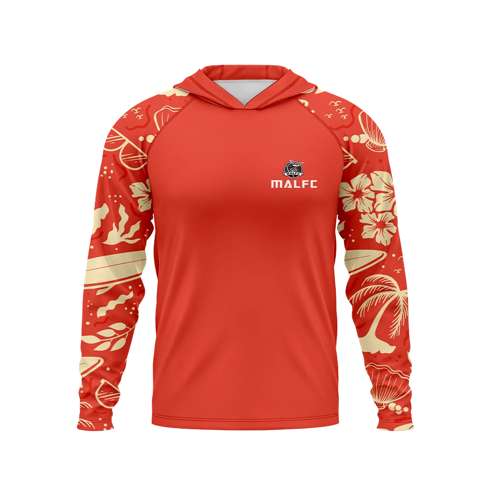 Men's UPF50+ Hooded Fishing Shirt - Ocean Wave Print