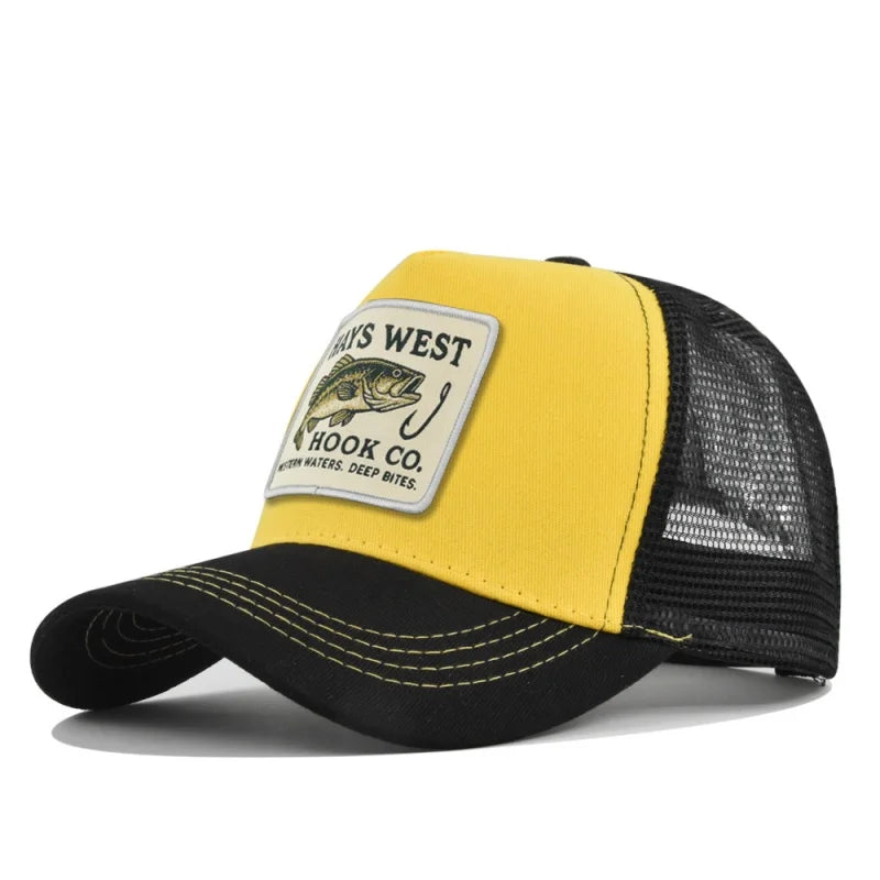 Fishing Snapback Trucker Cap - Mesh Back, Adjustable Fit