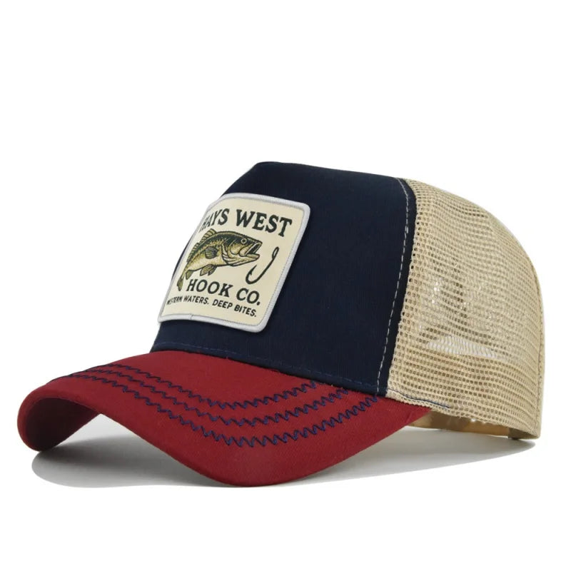 Fishing Snapback Trucker Cap - Mesh Back, Adjustable Fit