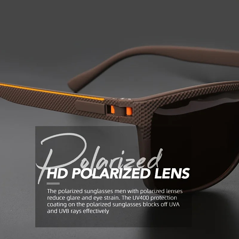 Polarized Square Frame Sunglasses - UV400, Mirror Lenses, Spring Hinges