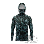 Men's UPF50+ Jungle Camo Hooded Fishing Shirt with Face Mask