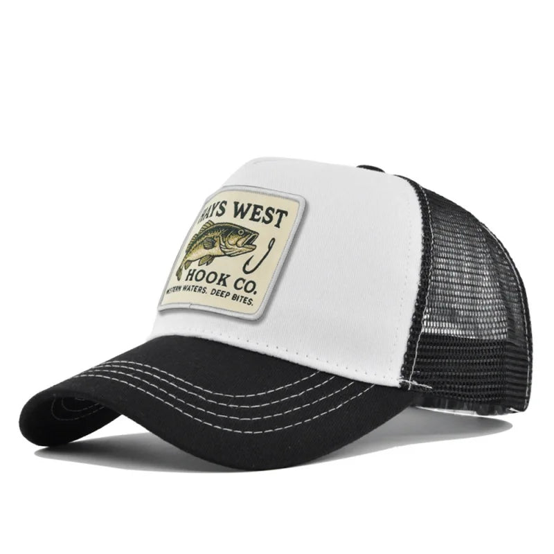Fishing Snapback Trucker Cap - Mesh Back, Adjustable Fit