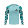 Men's UPF50+ Hooded Fishing Shirt - Ocean Wave Print