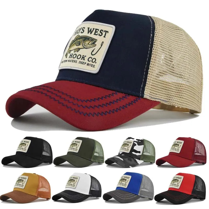 Fishing Snapback Trucker Cap - Mesh Back, Adjustable Fit