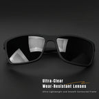 Polarized Square Frame Sunglasses - UV400, Mirror Lenses, Spring Hinges