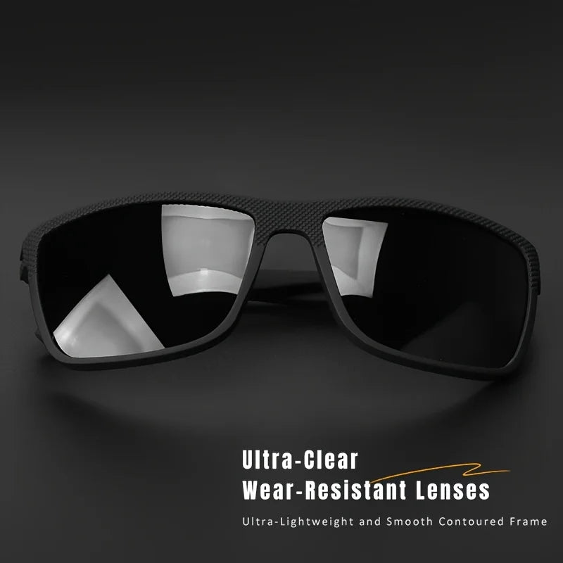 Polarized Square Frame Sunglasses - UV400, Mirror Lenses, Spring Hinges