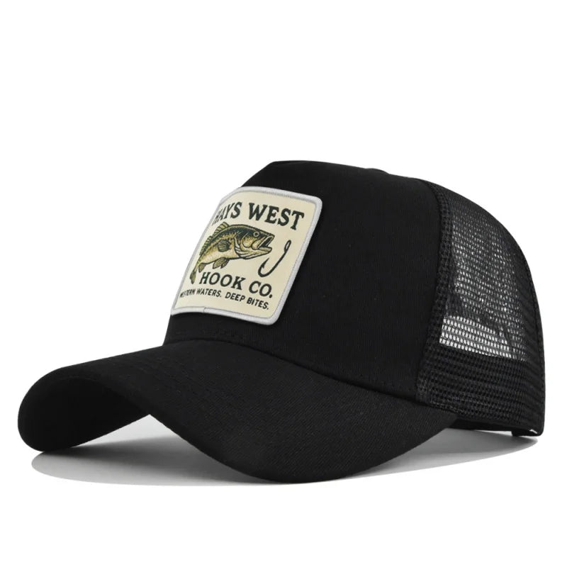 Fishing Snapback Trucker Cap - Mesh Back, Adjustable Fit