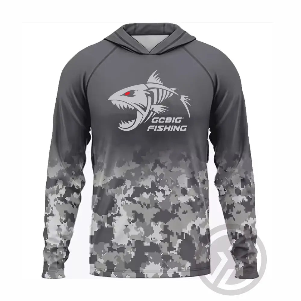 UPF 50+ Hooded Fishing Shirt - Quick-Dry, Face Cover & UV Protection
