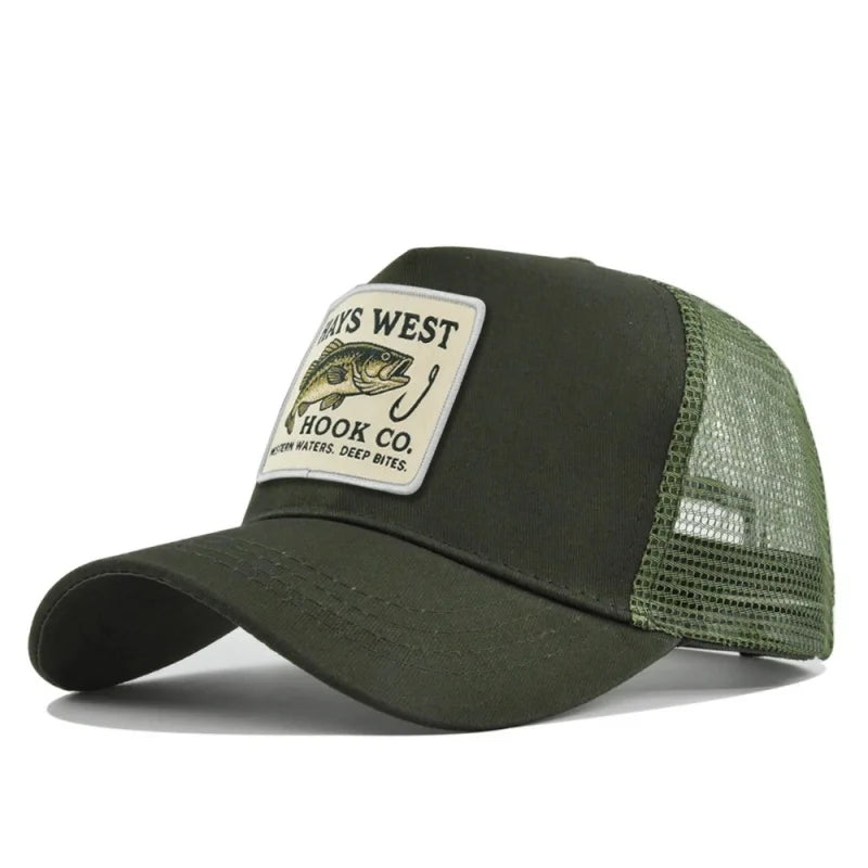 Fishing Snapback Trucker Cap - Mesh Back, Adjustable Fit