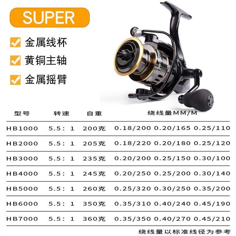 All-Metal Black Gold Spinning Fishing Reel