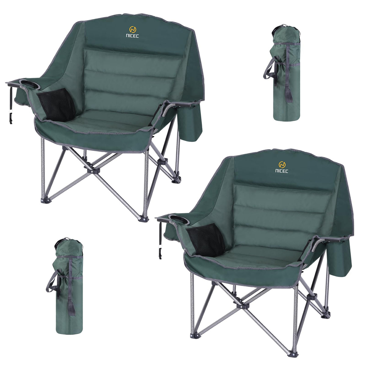 Nice C Oversized XL Padded Camping Chairs (Set of 2)
