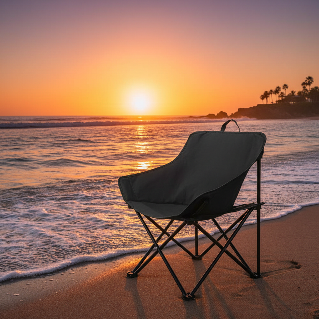 Black chair at beach