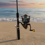 Black gold reel on beach