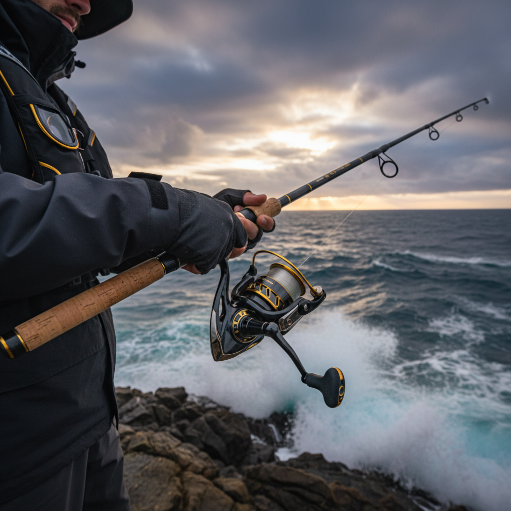 Black gold reel on headland