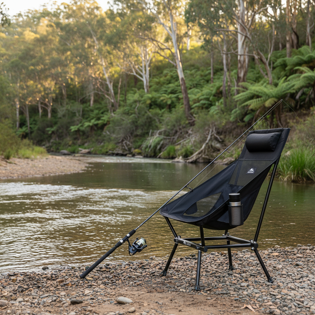 Black high-back chair fishing