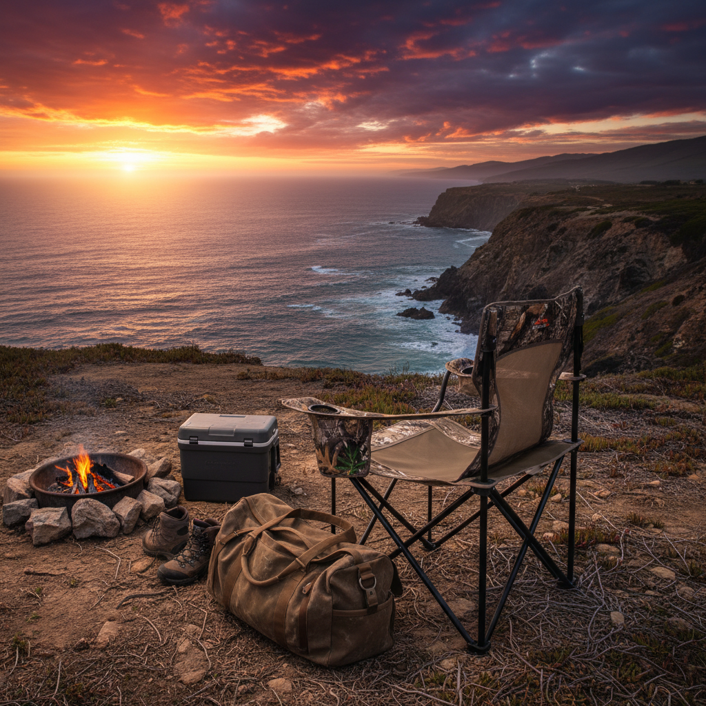 Camo chair ocean view