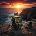 Camo stool ocean cliff