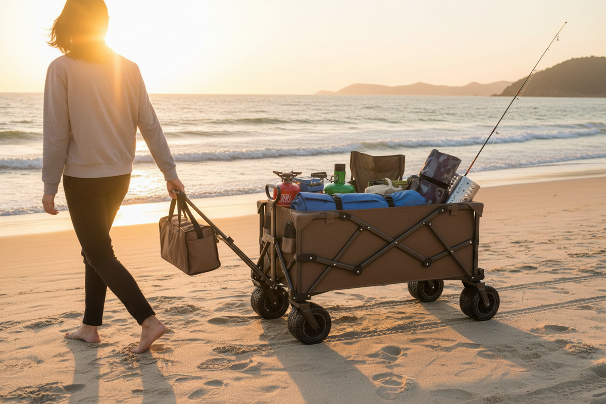 Camping cart on beach