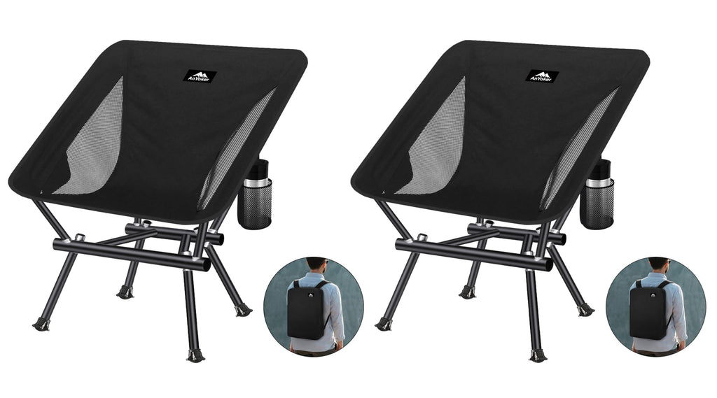 AnYoker Portable Folding Camping Chair with Backpack Bag - 2 Pack