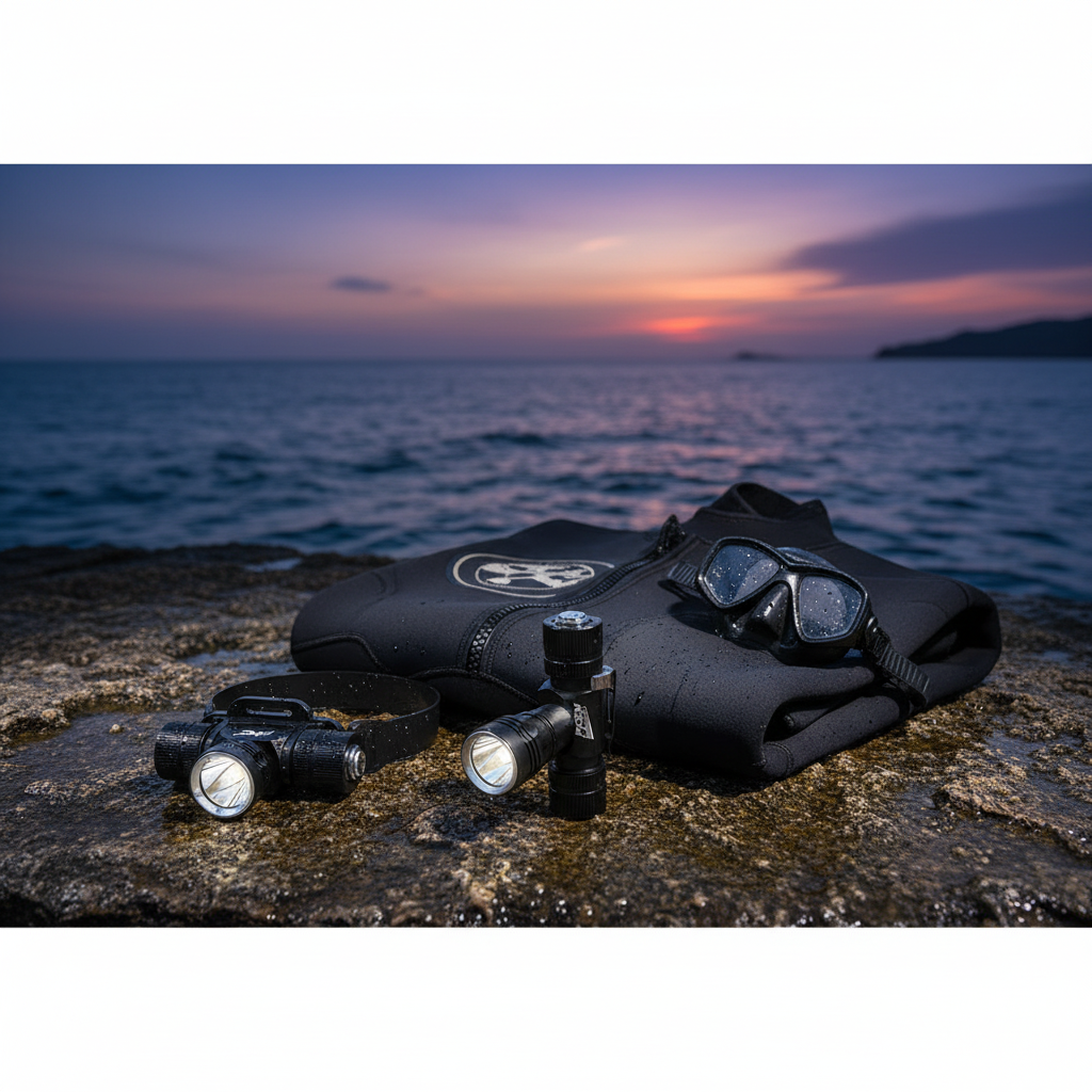 DH20R headlamp on coastal rocks