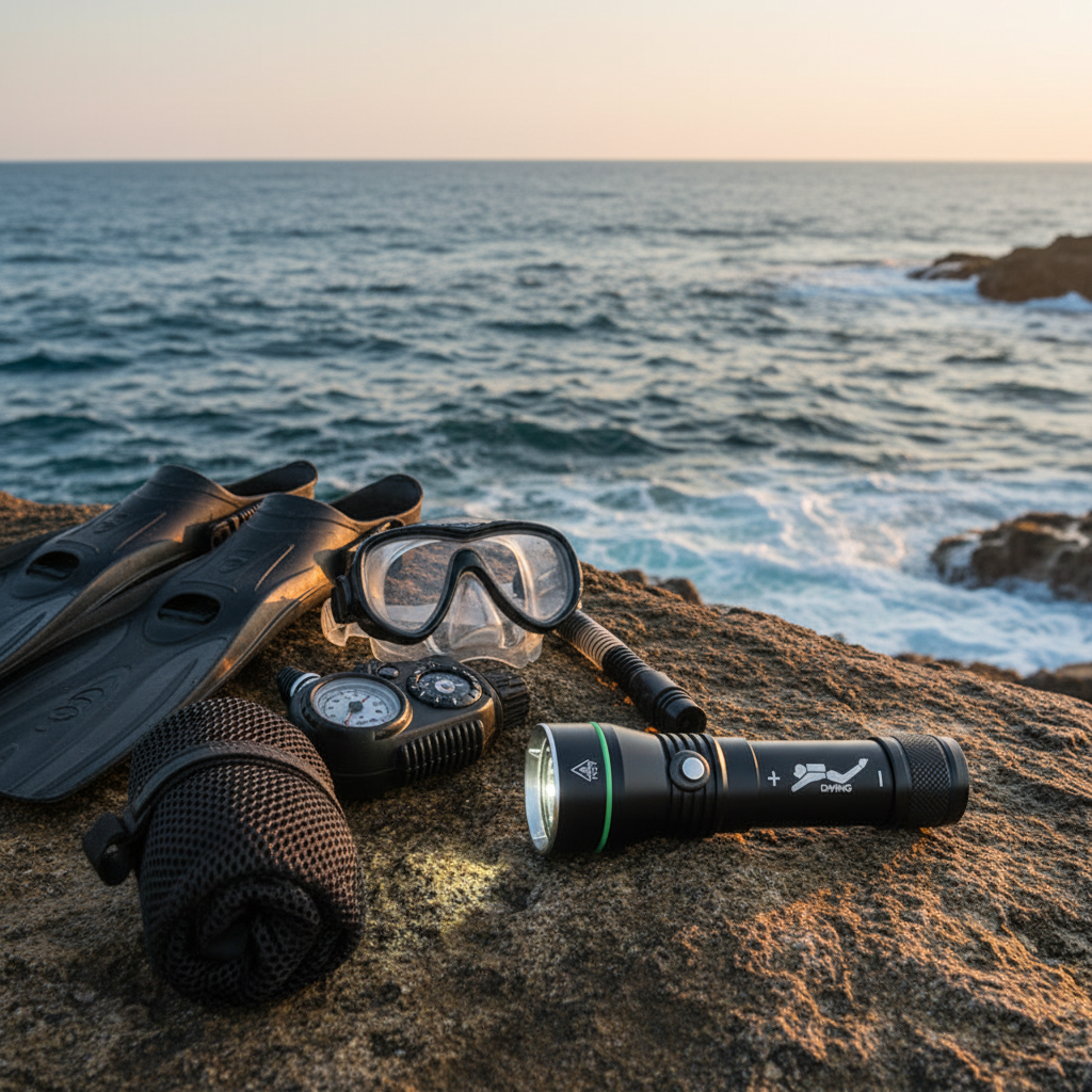 P50 flashlight on coastal rocks