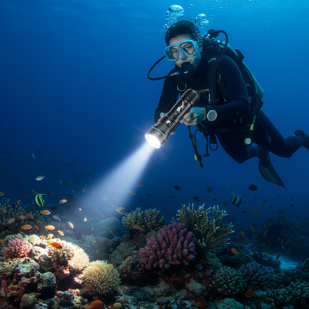 P50 flashlight underwater