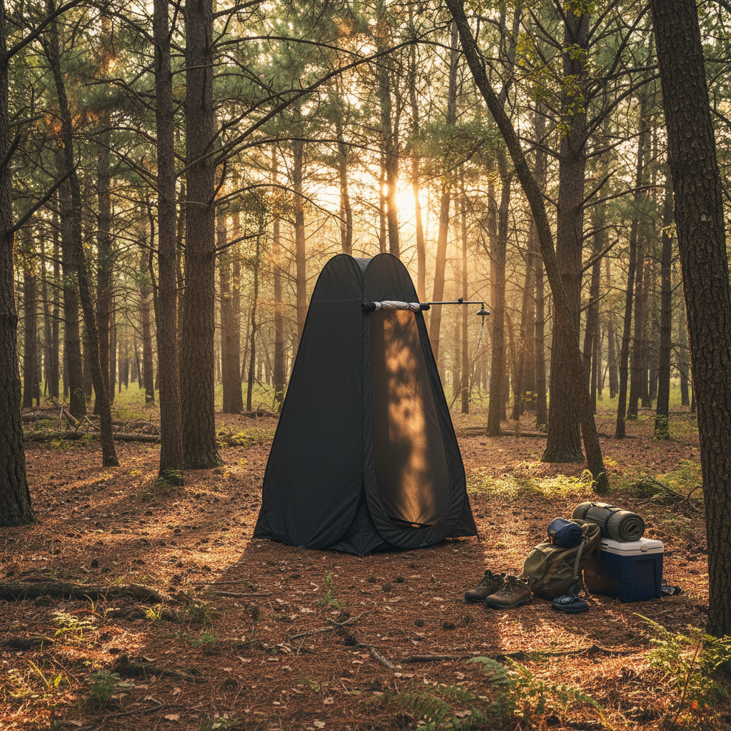 Privacy tent at campsite